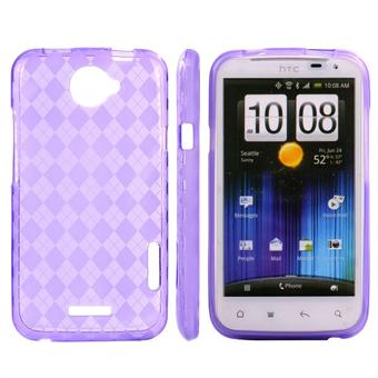 Geruite Cover HTC ONE X (Paars)