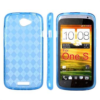 Geruite Cover HTC ONE S (Blauw)