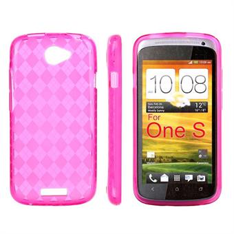 Geruite hoes HTC ONE S (roze)