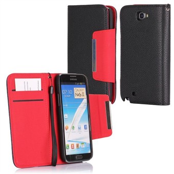 SmartPurse-etui - Galaxy Note II (zwart/rood)
