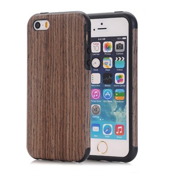 Premium hoes in houtlook in silicone iPhone 5 / iPhone 5S / iPhone SE 2013 bruin