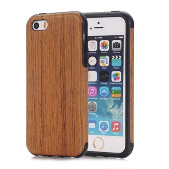 Premium houtlook deksel in siliconen iPhone 5 / iPhone 5S / iPhone SE 2013 houtkleur