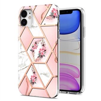 Deco Marble Flower Motif TPU telefoonhoesje voor iPhone 11 - Pink Marble Flower