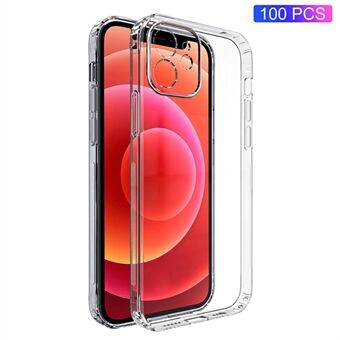 100 STKS Voor iPhone 12 6.1 inch HD Transparant Clear Telefoon Shell Anti- Scratch Cover Hard Plastic Telefoon Case
