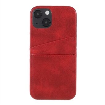 Allround beschermende, met leer beklede pc-achtertelefoonhoes met dubbele kaartsleuven voor iPhone 13 mini - Rood