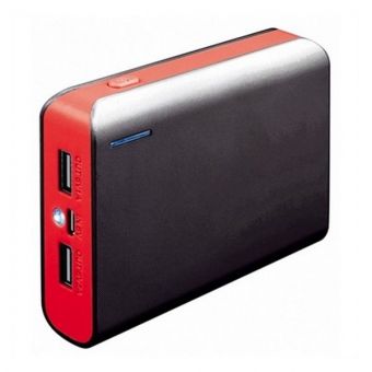 Powerbank 6000mAh Dual USB met zaklamp - Rood