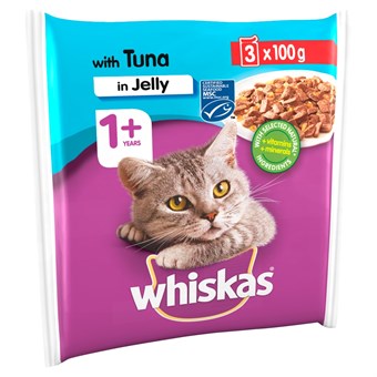 Whiskas 1+ Kattenzakje - Kattenvoer - Tonijn en Gelei - 3 x 100 g