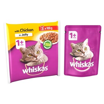 Whiskas 1+ - Kip in Geel Kattenvoer - 3 x 100 g