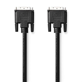 DVI-kabel | DVI-D 24 + 1-pins stekker | DVI-D 24 + 1-pins stekker | 1080p | Vernikkeld | 3.00 meter | Pvc | Zwart | Gevoel
