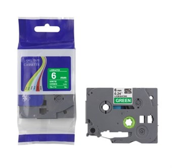 Brother Compatible TZc-715 Witte tekst op groene tape 6 mm x 8 m