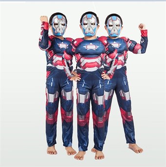 Iron Man Blauw Kostuum - Kinderen - Incl. Pak + Masker - Groot - 130-140 cm