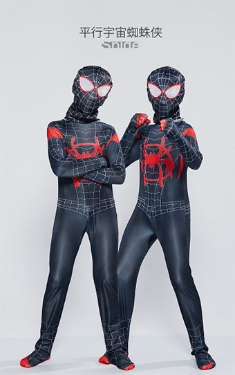Spiderman Zwart/Rood Strak Kostuum - Kinderen - Incl. Pak + Masker - Medium - 110-120 cm