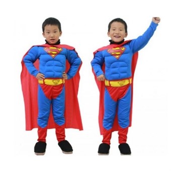 Superman Deluxe Kostuum - Kinderen - Incl. Gezichtsmasker + Pak + Jas - Groot - 130-140 cm
