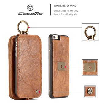 CaseMe Prime lederen portemonnee met magnetische hoes voor iPhone 6 / iPhone 6s. - Bruin