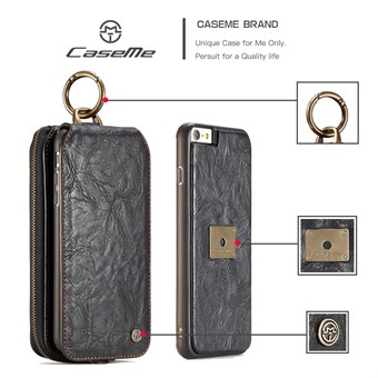 CaseMe Prime Leren Portemonnee met Magnetische Cover voor iPhone 6/ iPhone 6s - Zwart