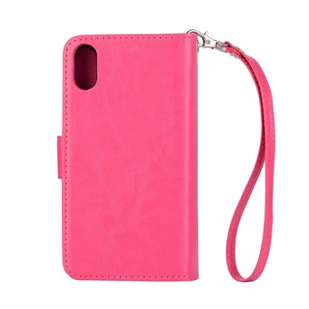 Elegante luxe hoes van PU-leer met verwijderbare hoes voor iPhone X / iPhone Xs - roze