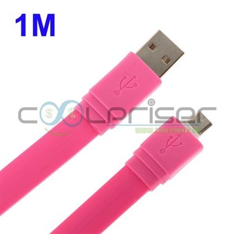 Platte micro-USB-kabel van 1 meter (magenta)