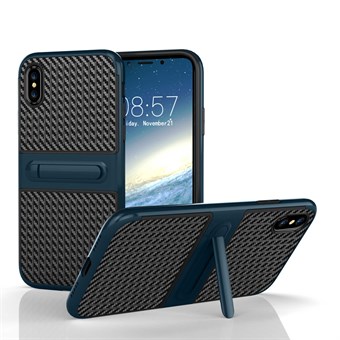 Fancy Slim Cover in TPU-plastic en Carbon voor iPhone X / iPhone Xs - Donkerblauw