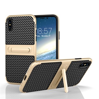 Fancy Slim Cover in TPU-plastic en Carbon voor iPhone X / iPhone Xs - Light Gold