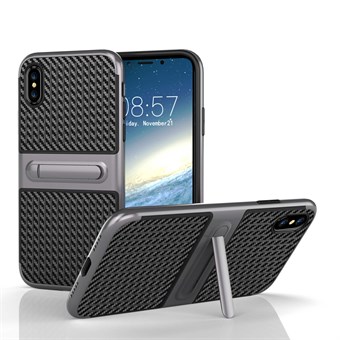 Fancy Slim Cover in TPU-plastic en Carbon voor iPhone X / iPhone Xs - Grijs