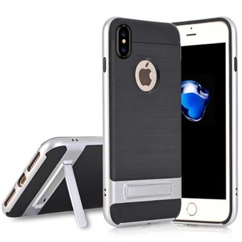 High Fashion Stander Cover in TPU voor iPhone X / iPhone Xs - Zilver
