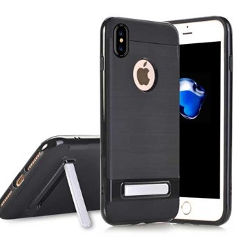 High Fashion Stander Cover in TPU voor iPhone X / iPhone Xs - Zwart