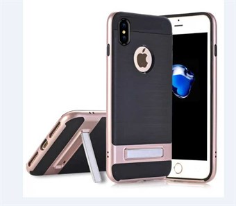 High Fashion Stander Cover in TPU voor iPhone X / iPhone Xs - Rose Gold