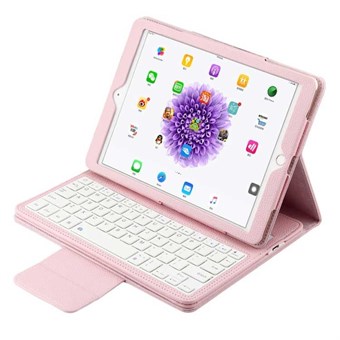 Hoes van PU-leer met Bluetooth-toetsenbord en plastic hoes voor iPad - roze