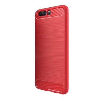 Fancy geborstelde hoes van zacht TPU en koolstofvezel voor Huawei P10 (rood)