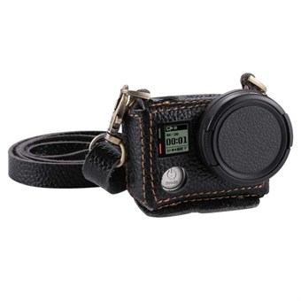 PULUZ® tas van leer met 40,5 mm UV-lens voor GoPro HERO 4 - zwart
