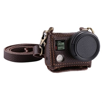 PULUZ® tas van leer met 40,5 mm UV-lens voor GoPro HERO4 - bruin