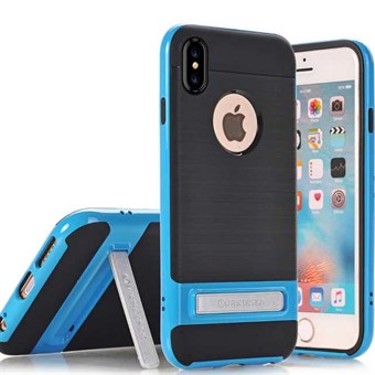 High Fashion Stander Cover in TPU voor iPhone X / iPhone Xs - Blauw