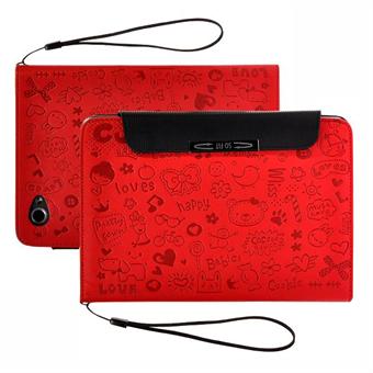 Cartoon Leren Hoesje Voor Galaxy Tab 7.7 (Rood)