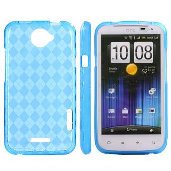 Geruite Cover HTC ONE X (Blauw)