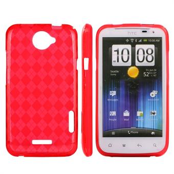 Geruite Cover HTC ONE X (Rood)