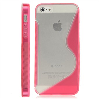 iPhone 5 / iPhone 5S / iPhone SE 2013 - Line plastic hoes M siliconen zijkanten (Rood)