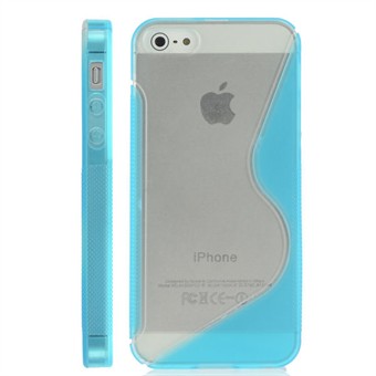 iPhone 5 / iPhone 5S / iPhone SE 2013 - Line plastic hoes M siliconen zijkanten (Blauw)