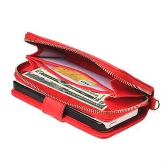 Lanyard zipper mega wallet case iPhone 5 / iPhone 5S / iPhone SE 2013 - Rood