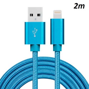Goedkope Nylon Lightning Kabel - Blauw - 2 Meter