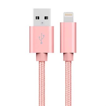 Goedkope Nylon Lightning Kabel Rosé Goud - 1 Meter