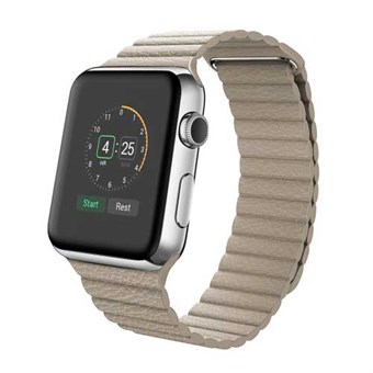 Magnetische 42 mm PU lederen horlogeband - Khaki