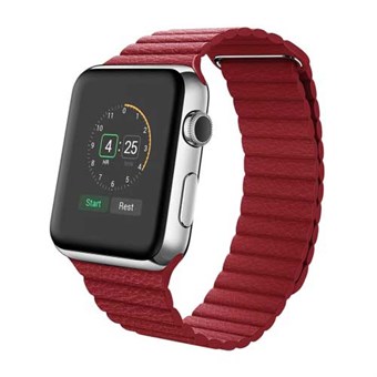 Magnetische 42 mm PU lederen horlogeband - Rood