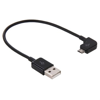 Elleboog Micro USB naar USB 2.0 Kabel 0.2 Meter - Zwart