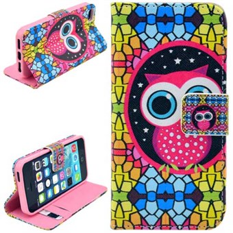 Stand Card Portemonnee hoesje iPhone 5 / iPhone 5S / iPhone SE 2013 - Funky Uil