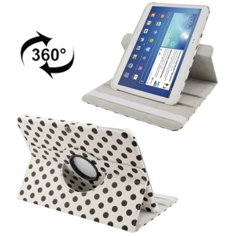 Roterend leren hoesje met hondenpatroon - Galaxy Tab 3 10.1 (wit)