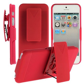 IPhone 5 / iPhone 5S / iPhone SE 2013 Full Cover met riemclip (Rood)