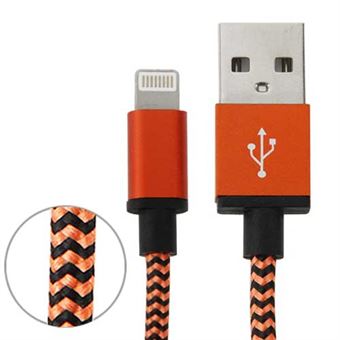 Nylon stof serie Lightning Kabel 1m - Oranje