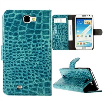 Krokodillen hoesje voor Galaxy Note 2 (Blauw)