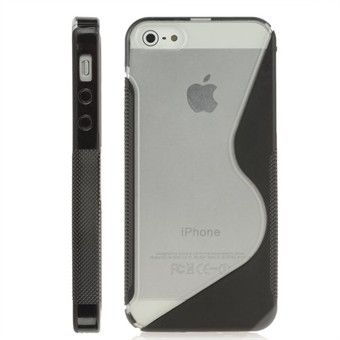 iPhone 5 / iPhone 5S / iPhone SE 2013 - Line plastic hoes M siliconen zijkanten (Zwart)