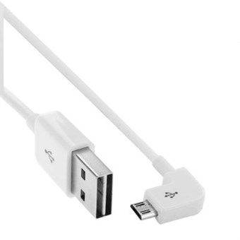 Elbow Micro USB naar USB 2.0 Kabel 2 Meter - Wit